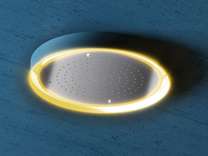 PIA31G - Round ceiling mounted steel overhead shower with chromotherapy - Shower by GEDA