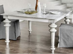 GRAY 32 - Square Carrara marble dining table - Styling by Gervasoni