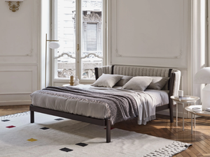 YELEK 80 - Wooden double bed with upholstered headboard - Bed frame by Gervasoni