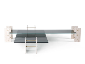 FITZROY - Travertine and glass coffee table - Coffee table by Gianfranco Ferré Home