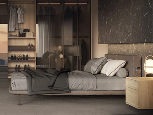 ARCADIA - Leather double bed with upholstered headboard - Bed frame by Giessegi
