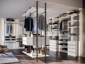 CA10 - Sectional wooden walk-in wardrobe with integrated lighting - wardrobe by Giessegi