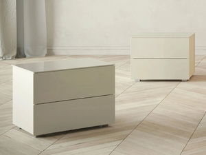 GLASS - Rectangular wooden bedside table with drawers - Side table by Giessegi