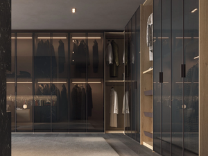 JERRY - Built-in wooden wardrobe with coplanar doors - wardrobe by Giessegi