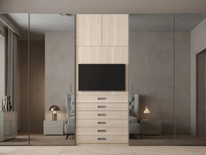 MODO - Built-in mirrored wooden wardrobe with drawers - wardrobe by Giessegi