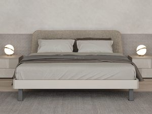 POUF - Wooden double bed with upholstered headboard - Pouf by Giessegi