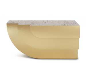FOSSIL - Brass and travertine console table - Console by Ginger & Jagger