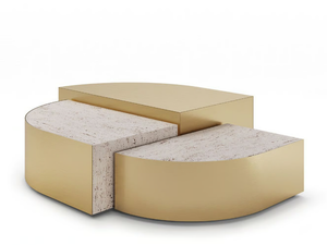 STRATA - Travertine and brass coffee table - Coffee table by Ginger & Jagger