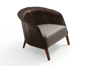 AURA - Leather armchair with armrests - Armchair by Giorgetti