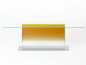 DONALD - Rectangular crystal and stainless steel table - Table by Glas Italia