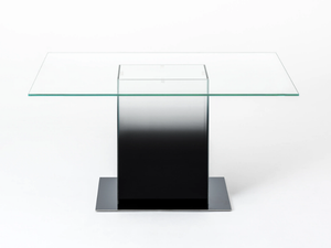 DONALD - Square crystal and stainless steel table - Table by Glas Italia