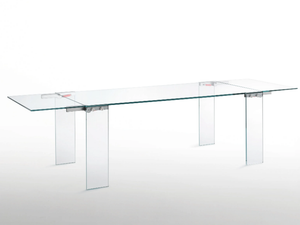 NAKED - Extending rectangular crystal table - Table by Glas Italia