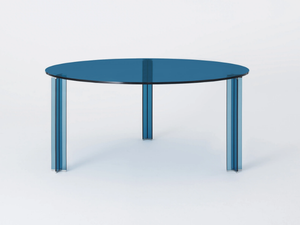X-T - Round crystal table - Table by Glas Italia