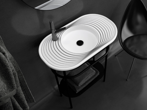 LAP PLUS - Vetro Freddo® console sink with towel rail - Washbasin cabinet by Glass Design