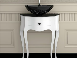 LEONARDO CANTO WHITE ICE OVAL SMALL - Floor-standing wooden console sink - Washbasin cabinet by Glass Design