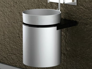 LEONARDO KOIN MEDIO RHO DARK INOX - Wooden vanity unit - Washbasin cabinet by Glass Design