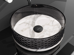 MARMOFUSION - Countertop round marble and crystal washbasin - Washbasin by Glass Design