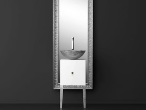 MONNALISA FLORENCE MOSAIC SILVER - Single wooden vanity unit with mirror - Wall tile-stone-brick by Glass Design