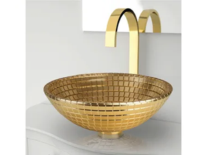 MOSAIC ANNIVERSARY - Countertop oval single crystal washbasin - Wall tile-stone-brick by Glass Design
