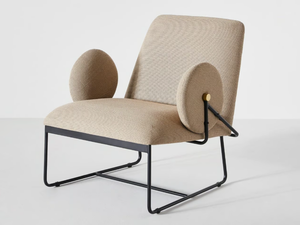 LONG SERIES - Sled base fabric armchair with armrests - Armchair by grado design