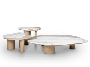 BORDEIRA - Oak and Calacatta marble coffee table set - Coffee table by Greenapple