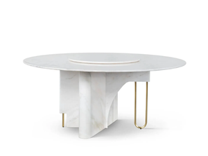 FERREIRINHA - Round Calacatta marble table with Lazy Susan - Table by Greenapple