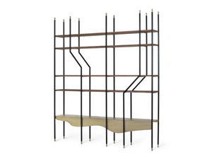 LAGE - Open metal and walnut bookcase - Cabinet by Greenapple