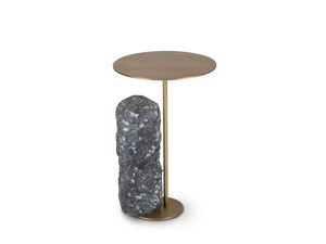 PICO - Round brass and Portoro marble side table - Coffee table by Greenapple