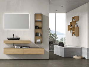 CHANGE CHA01 - Single wall-mounted vanity unit with drawers - Washbasin cabinet by Gruppo Geromin