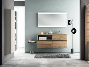 CHANGE CHA07 - Wall-mounted single vanity unit with drawers - Washbasin cabinet by Gruppo Geromin