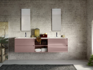 CHANGE CHA11 - Double wall-mounted vanity unit with drawers - Washbasin cabinet by Gruppo Geromin