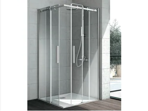FLOW - Corner crystal shower cabin with sliding door - Door by Gruppo Geromin