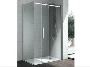FLOW - Corner crystal shower cabin with sliding door - Door by Gruppo Geromin