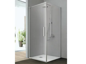 LINE - Corner shower cabin with one shutter door and one fixed side - Door by Gruppo Geromin