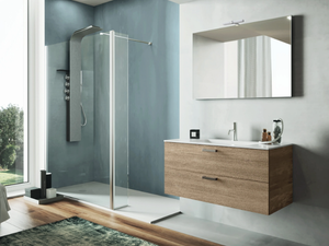 QUB01 - Single vanity unit with drawers with integrated washbasin - Washbasin cabinet by Gruppo Geromin