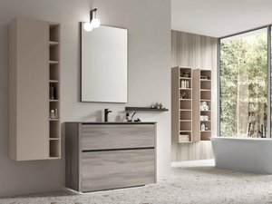 RIVA 01 - Floor-standing wooden vanity unit with integrated washbasin - Washbasin cabinet by Gruppo Geromin