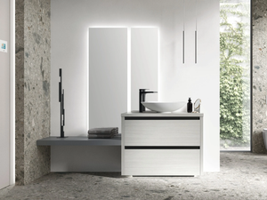 RIVA 02 - Floor-standing wooden vanity unit with integrated washbasin - Washbasin cabinet by Gruppo Geromin