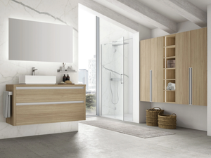 RIVA 08 - Wall-mounted wooden vanity unit with integrated washbasin - Washbasin cabinet by Gruppo Geromin