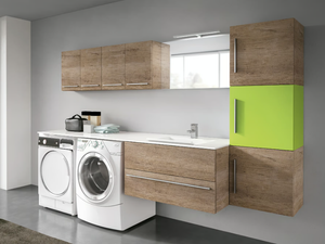 STORE 412 - Wall-mounted laundry room cabinet with sink - Washbasin by Gruppo Geromin