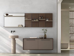 SUITE SUI01 - Wall-mounted vanity unit with mirror - Washbasin cabinet by Gruppo Geromin