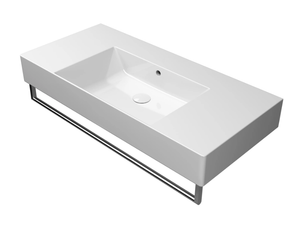 KUBE X 100X47 - Rectangular single ceramic washbasin with towel rail - Washbasin by GSI ceramica