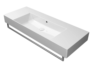 KUBE X 120X47 - Rectangular single ceramic washbasin with towel rail - Washbasin by GSI ceramica