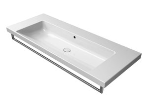 NORM 120X50 - Rectangular single ceramic washbasin with towel rail - Washbasin by GSI ceramica