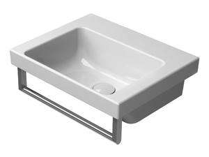 NORM 42X34 - Rectangular single ceramic washbasin with towel rail - Washbasin by GSI ceramica