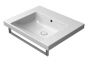 NORM 60X50 - Rectangular single ceramic washbasin with towel rail - Washbasin by GSI ceramica