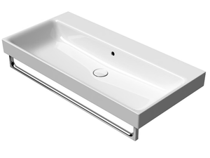 NUBES 100X50 - Rectangular ceramic washbasin with towel rail - Washbasin by GSI ceramica