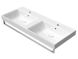 NUBES 125X50 - Inset double ceramic washbasin with overflow - Washbasin by GSI ceramica