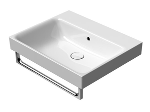 NUBES 60X50 - Rectangular ceramic washbasin with towel rail - Washbasin by GSI ceramica