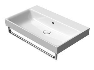 NUBES 80X50 - Rectangular ceramic washbasin with towel rail - Washbasin by GSI ceramica