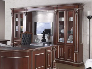 KING - Freestanding solid wood bookcase with built-in lights - Cabinet by Guerra Vanni